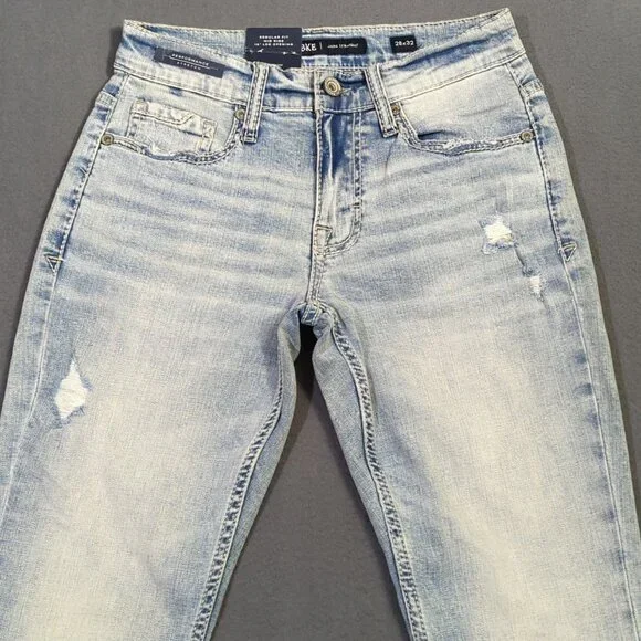 BKE Jeans Men's 28x32 Blue Jake Straight Leg Distressed Denim NWT